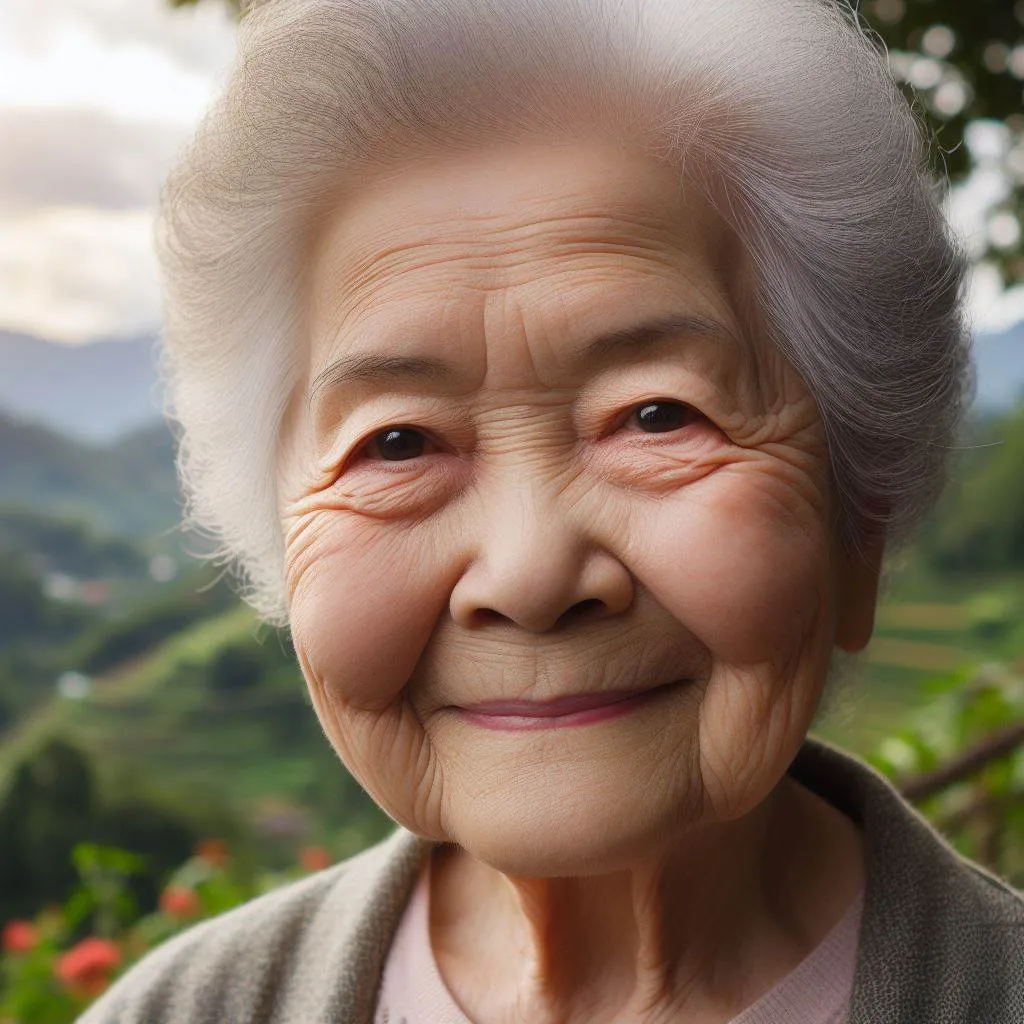 A constructed AI image of an older woman's face to illustrate post