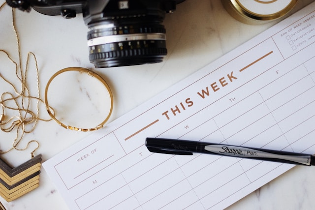 Image of diary with text of 'This Week' used to illustrate post