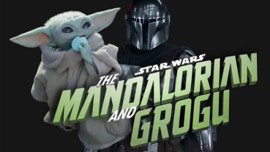 Image of 'The Mandalorian and Grogu' characters, with part of the title in the foreground, used to illustrate the post